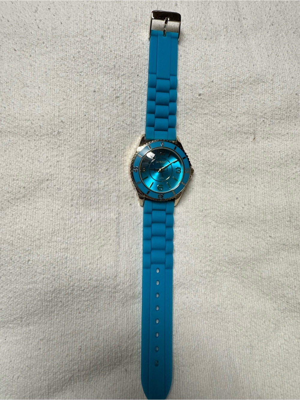 Gossip Blue Silicone Strap Quartz Fashion Watch Oversized Face